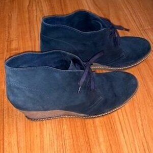 J.Crew MacAlister Wedge Boots – Navy Suede, Size 10, Discontinued Style